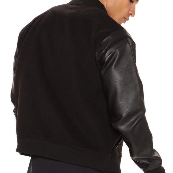 Shoulder Varsity Jacket - Black/Black - Picture 5 of 5